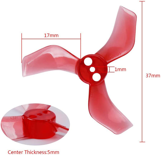 GEMFAN 40mm 1635 3-Blade 1.5mm FPV Props (Red, 16 pcs - 8 CW + 8 CCW)