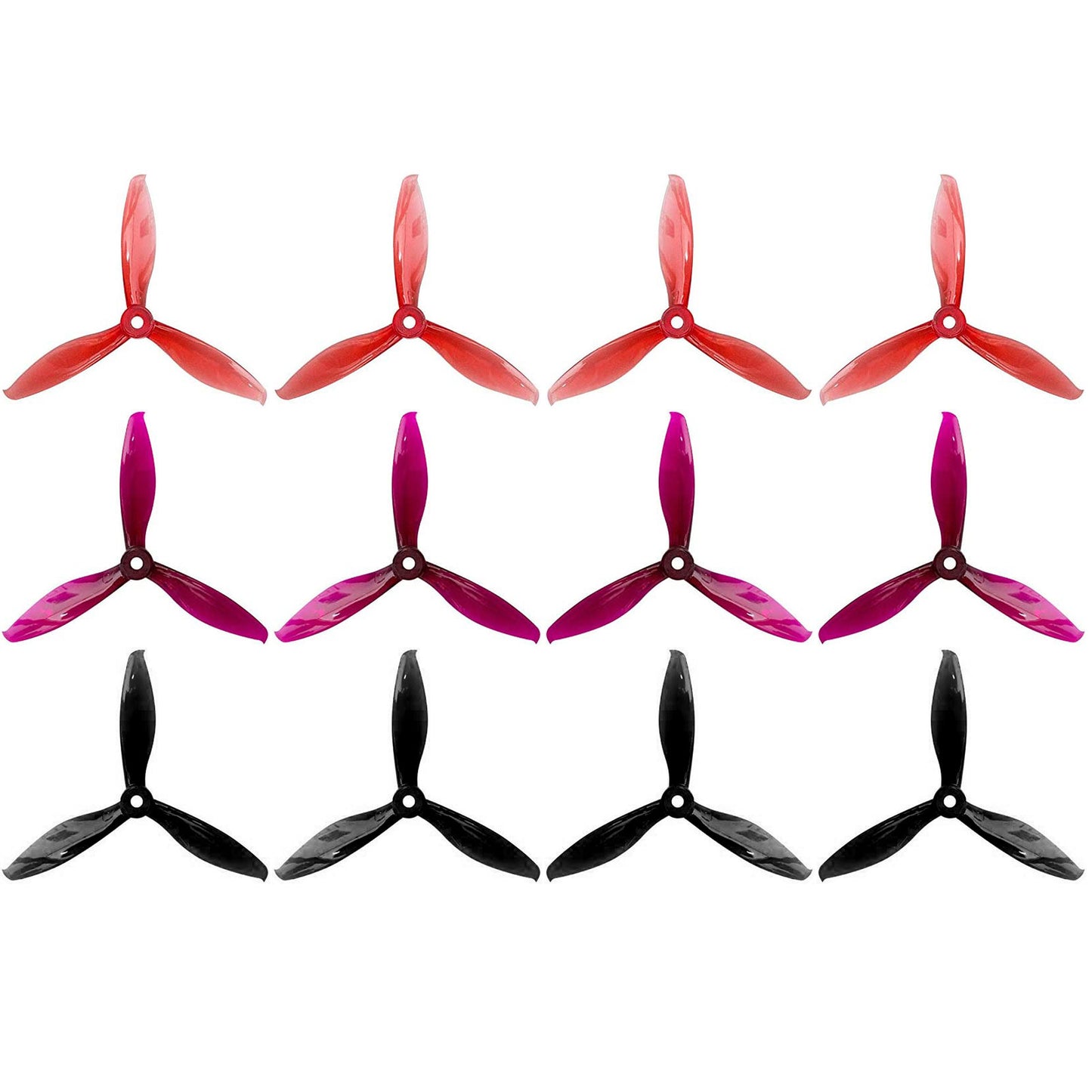 GEMFAN FLASH 5149-3 3-Blade FPV Propeller (Black, Purple, Red, 12pcs - 6 CW + 6 CCW))