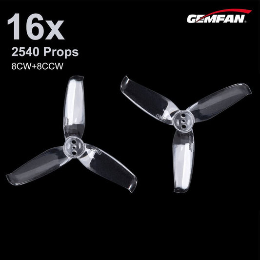 Gemfan Flash 2540 3 Blade FPV Props (16 pcs - 8 CW + 8 CCW)