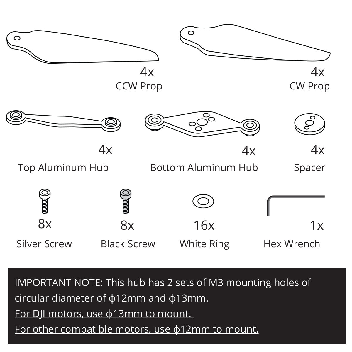 XOAR DJI Inspire 1 Carbon Fiber Folding Propeller Set - 1345