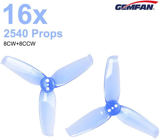 Gemfan Flash 2540 3 Blade FPV Props (16 pcs - 8 CW + 8 CCW)
